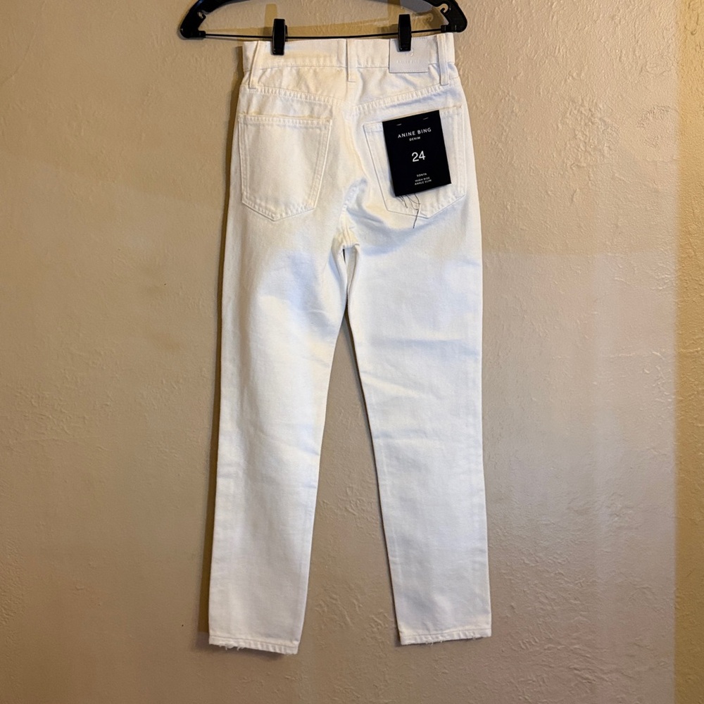 NWT Anine Bing 24 Sonya Jean high rise slim ankle white - Picture 5 of 10